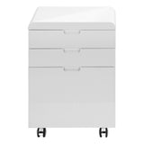 File Cabinet, Rolling Mobile, Storage Drawers, Printer Stand, Office, Work, Glossy Contemporary, Modern - White