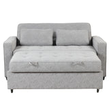 66.5" Upholstered Loveseat With Pull Out Bed, Two Throw Pillows, Dual USB Charging Port and Adjustable Backrest - Light Gray