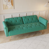 Velvet Nail Head Sofa Bed With Throw Pillow