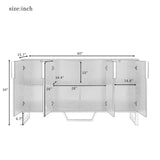 Modern Sideboard With Four Doors, Metal Handles & Legs And Adjustable Shelves Kitchen Cabinet