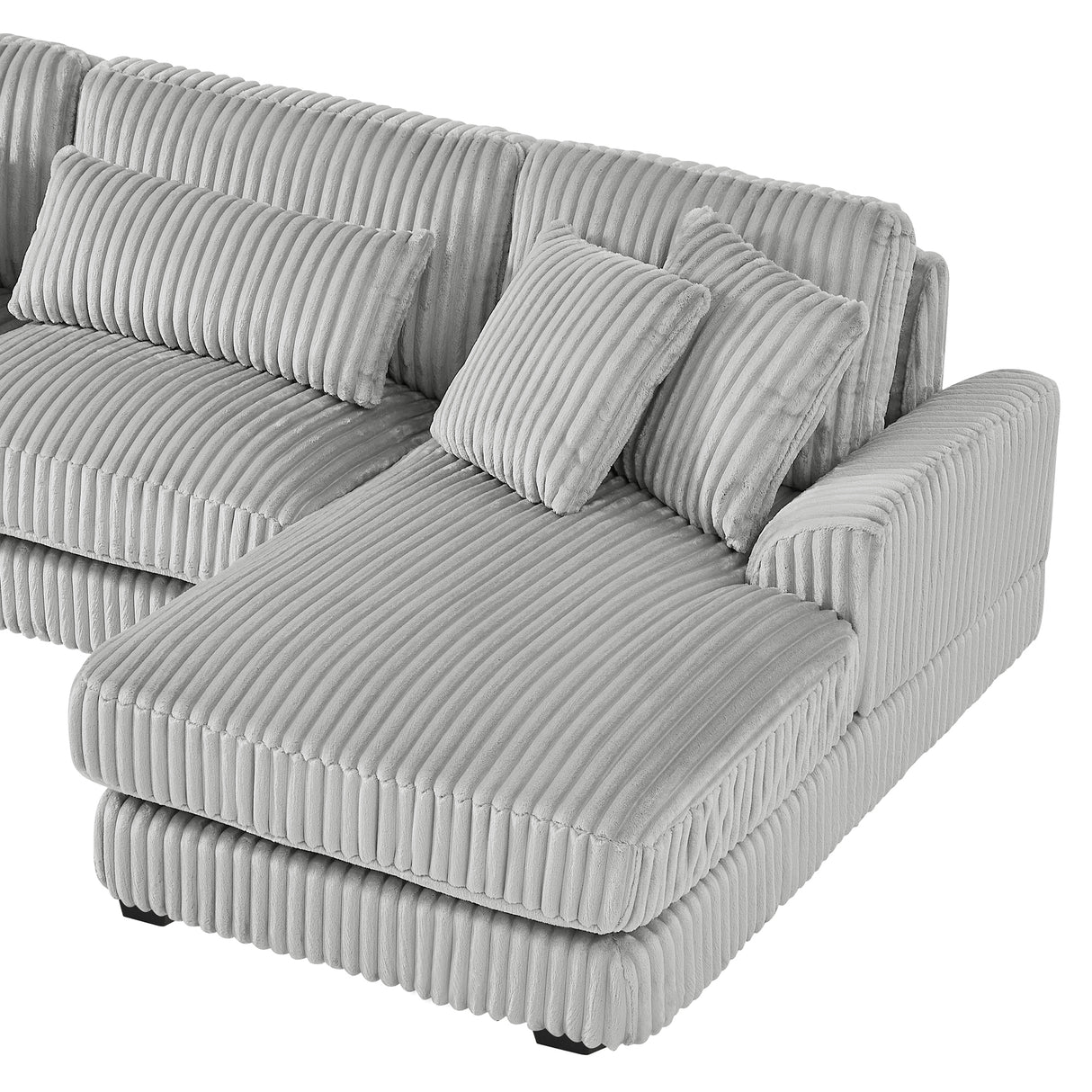 129" Oversized U-shaped Sofa Sectional in Soft Corduroy with a Chaise Lounge , Grey