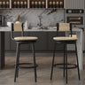 Bar Stools Swivel Counter Chairs With Metal Frame Hand Woven Paper Rope Dining Barstools For Kitchen Counter (Set of 2)