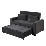 66.5" Upholstered Loveseat With Pull Out Bed, Two Throw Pillows, Dual USB Charging Port and Adjustable Backrest - Black