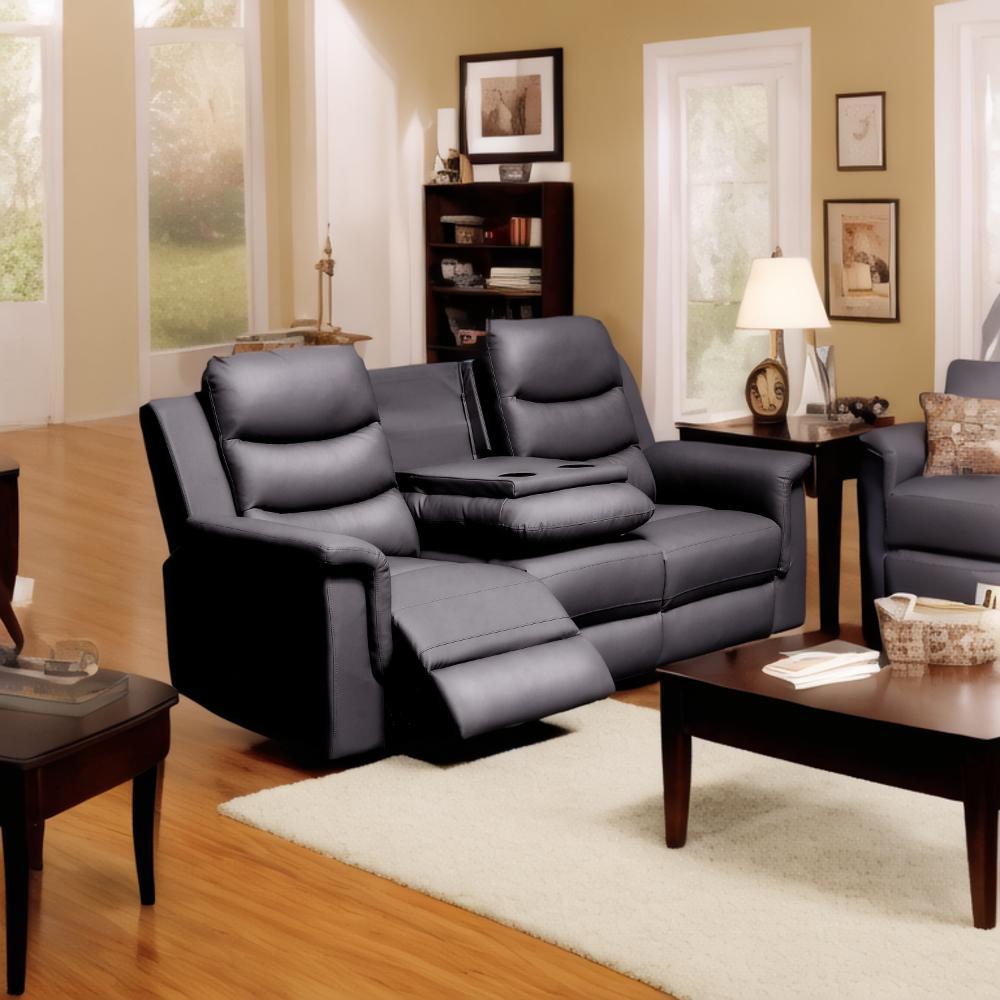 Reclining Sofa With Middle Console Slipcover - Black