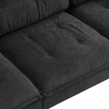 L shaped Sectional Sofa with Cloud Chenille Fabric and Ottoman - Black