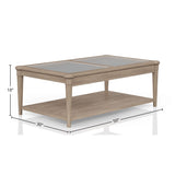 Frosted Glass Top Cocktail Table With Casters - Sand