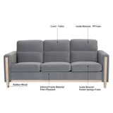 Comfortable Solid Wood Sofa with Soft Cushions - Gray