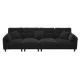 Modern Convertible Sectional Sofa with Pillows and Ottoman - Black