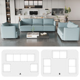 3 Piece Modular Living Room Set With Sofa, love seat and Chair, Sea Foam