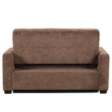 66.5" Upholstered Loveseat With Pull Out Bed, Two Throw Pillows, Dual USB Charging Port and Adjustable Backrest - Brown