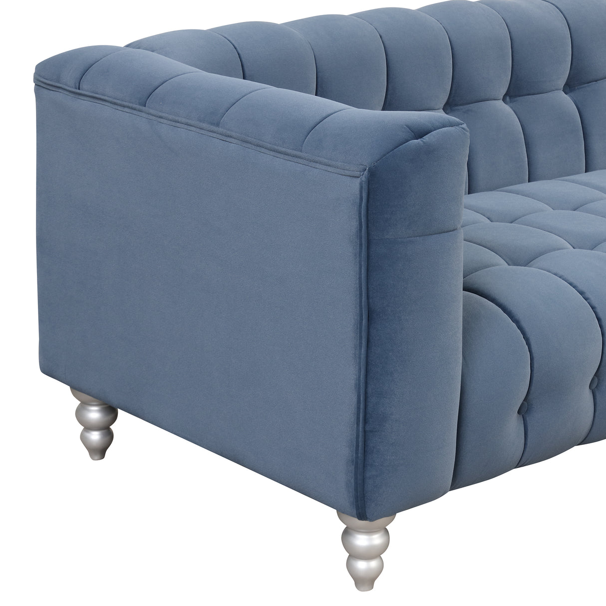 Modern 3-Living Room Set Including Sofa, love seat and Chair with solid wood legs, buttoned tufted backrest - Blue