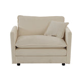 3 Pc Living Room Set with Sofa and Two Chairs, Beige Chenille