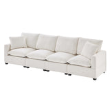 Modern Chenille  Modular Sofa with 2 Pillows - White