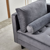 Mid-Century Velvet Chaise - Gray