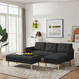 Right Facing Sofa Chaise with Ottoman - Black