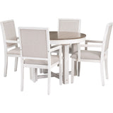 TREXM 5-Piece Dining Set With  Butterfly Leaf and 4 Upholstered Dining Chairs (Brown+White)