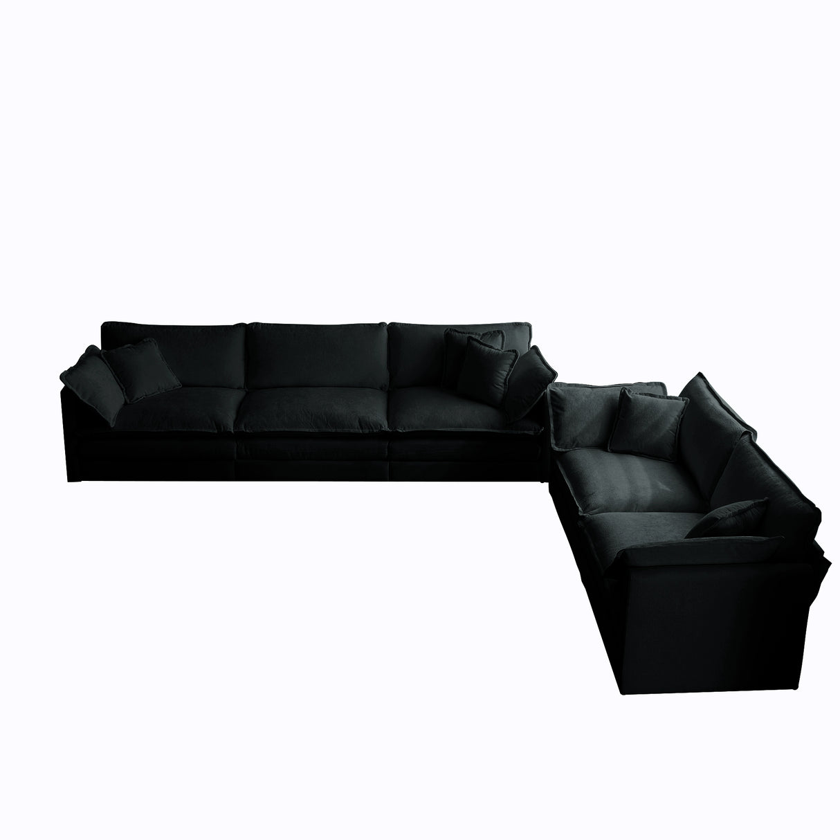 Modern Chenille 3 Piece Living Room Set - Black