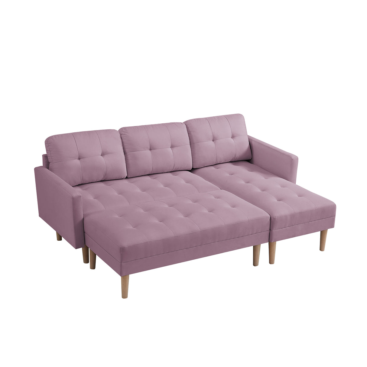 Sofa Chaise with Ottoman - Pink