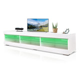 Modern LED TV Stand With Storage And Glass Shelves - White