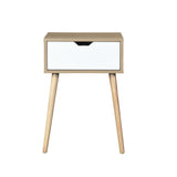 Side Table With 1 Drawe - White / Wood