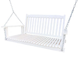 Front Porch Swing With Armrests, Bench Swing With Hanging Chains, For Outdoor Patio, Garden Yard - White