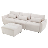 113.3" Modular Sectional Sofa with Ottoman and USB and USB-C Ports - Beige