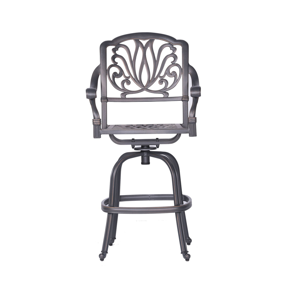 Patio Outdoor Aluminum Swivel Bar Stool With Cushion (Set of 2)