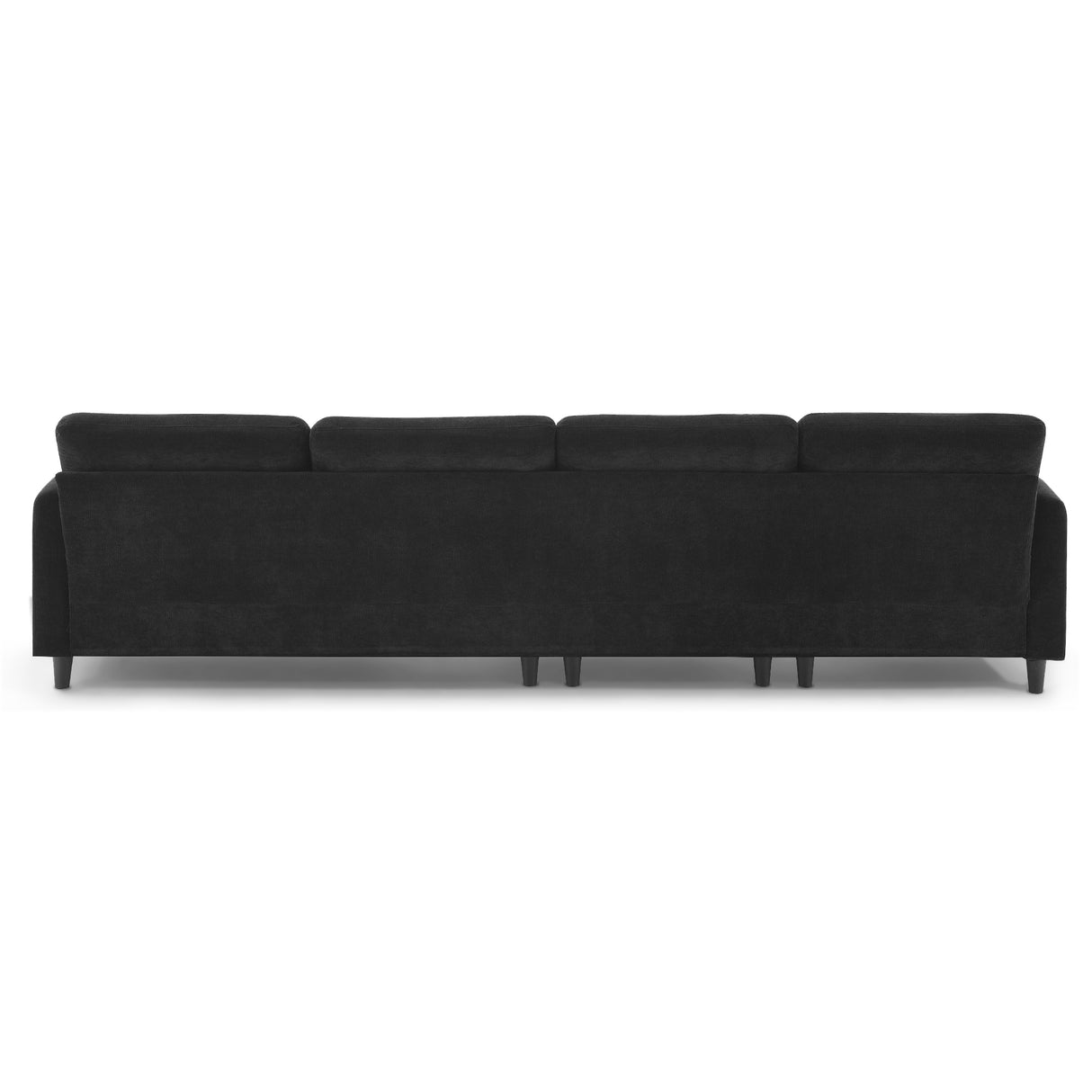 Modern Convertible Sectional Sofa with Pillows and Ottoman - Black