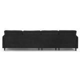 Modern Convertible Sectional Sofa with Pillows and Ottoman - Black