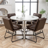 Innes 5-Piece Round Dining Set with 4 Stylish Chairs, Antique Brown/White