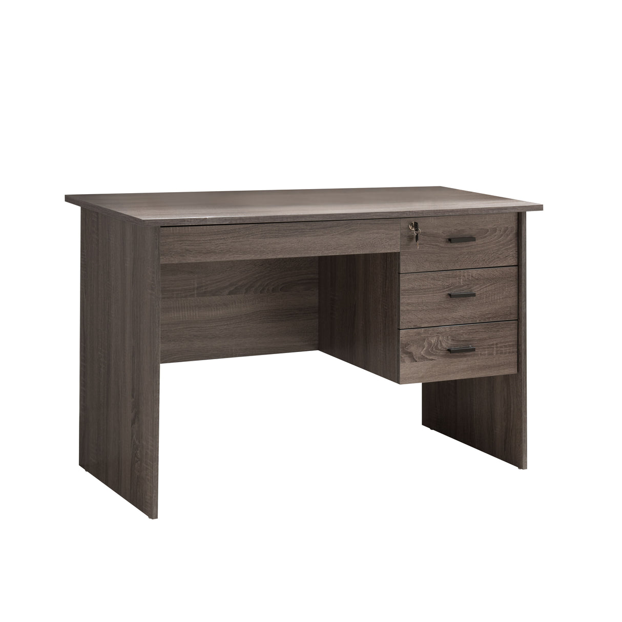 Executive Office Desk, Lockable 3 Drawer Home Office Desk - Distressed Gray