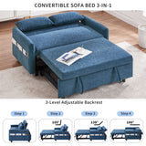 Pull Out Sleep Sofa Bed Loveseats Sofa Couch With Adjsutable Backrest, Storage Pockets, 2 Soft Pillows, USB Ports For Living Room, Bedroom, Apartment, Office