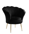 Angelina - Velvet Scalloped Back Barrel Accent Chair With Metal Legs