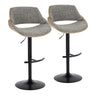 Fabrizzi - Mid Century Modern Adjustable BarStool With Rounded T Footrest (Set of 2)