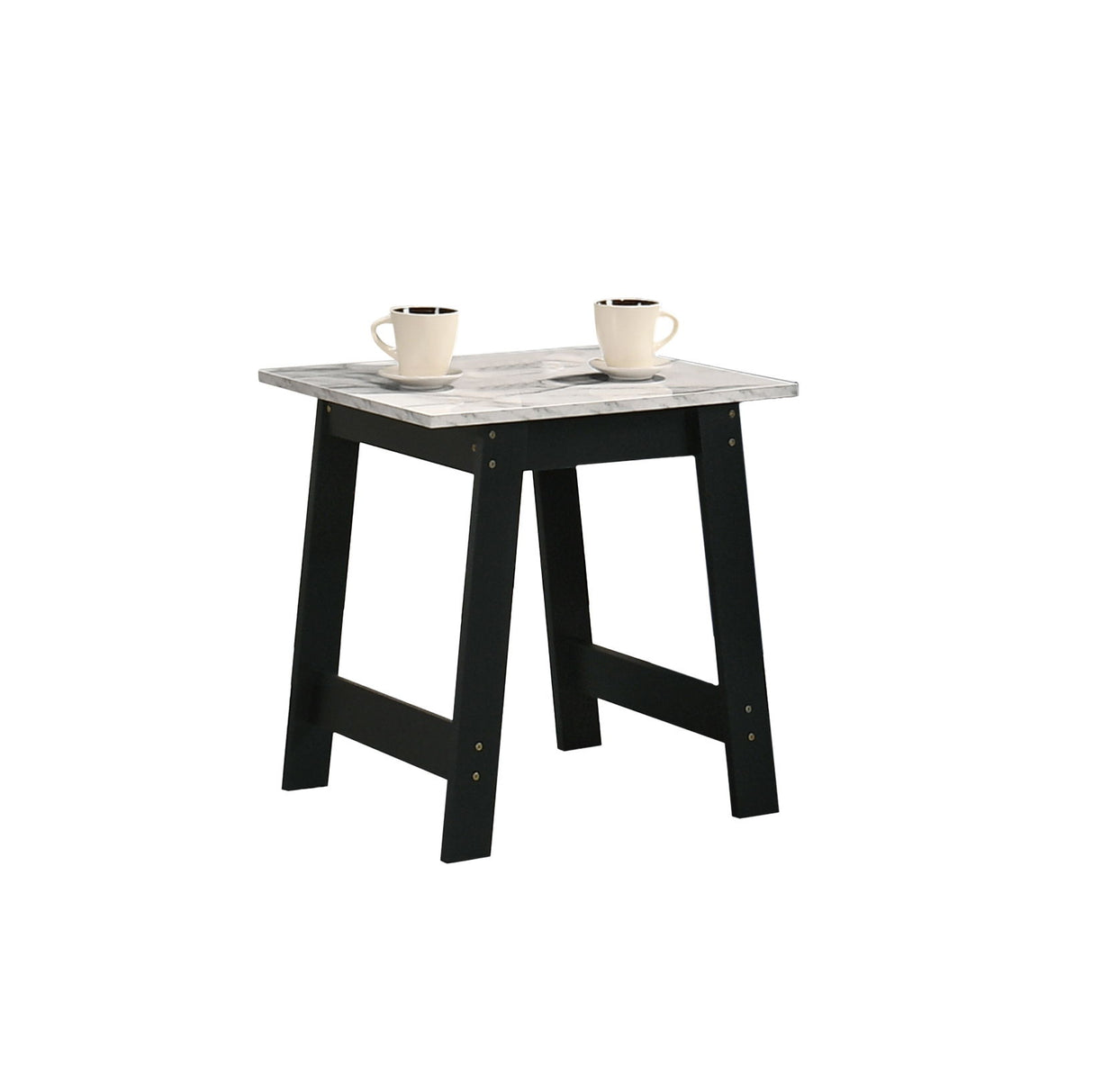 Kenzo - 19" Side Table With Faux Marble Top Finish - Black