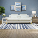 Elegant Sofa With Faux Wool With Adjustable Headrests With Gold Legs - White