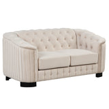 Modern 3-Piece Velvet Upholstered Living Room Set Including Sofa, Love Seat and Chair, Beige