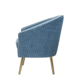 Benny - Velvet Accent Chair - Blue / Gold