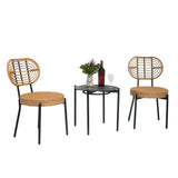 3 Piece Wicker Bistro Style Table And 2 Chairs  - Black / Natura