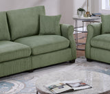 2 PC Living Room Set Including Sofa and love Seat With Pillows -Sage Green