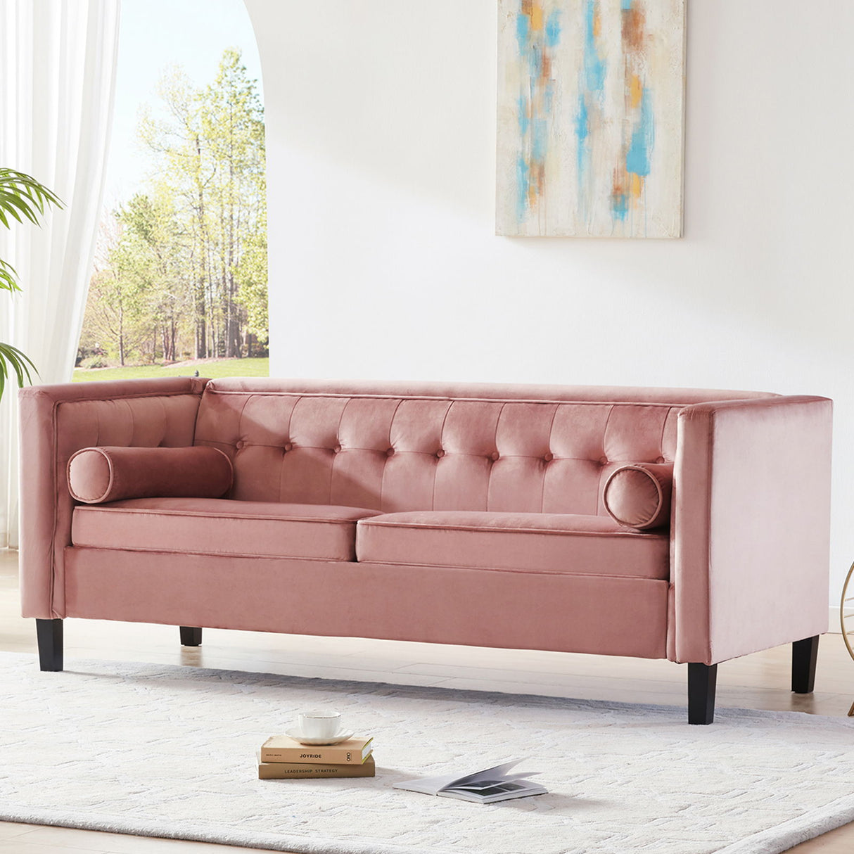 Mid-Century Velvet Sofa