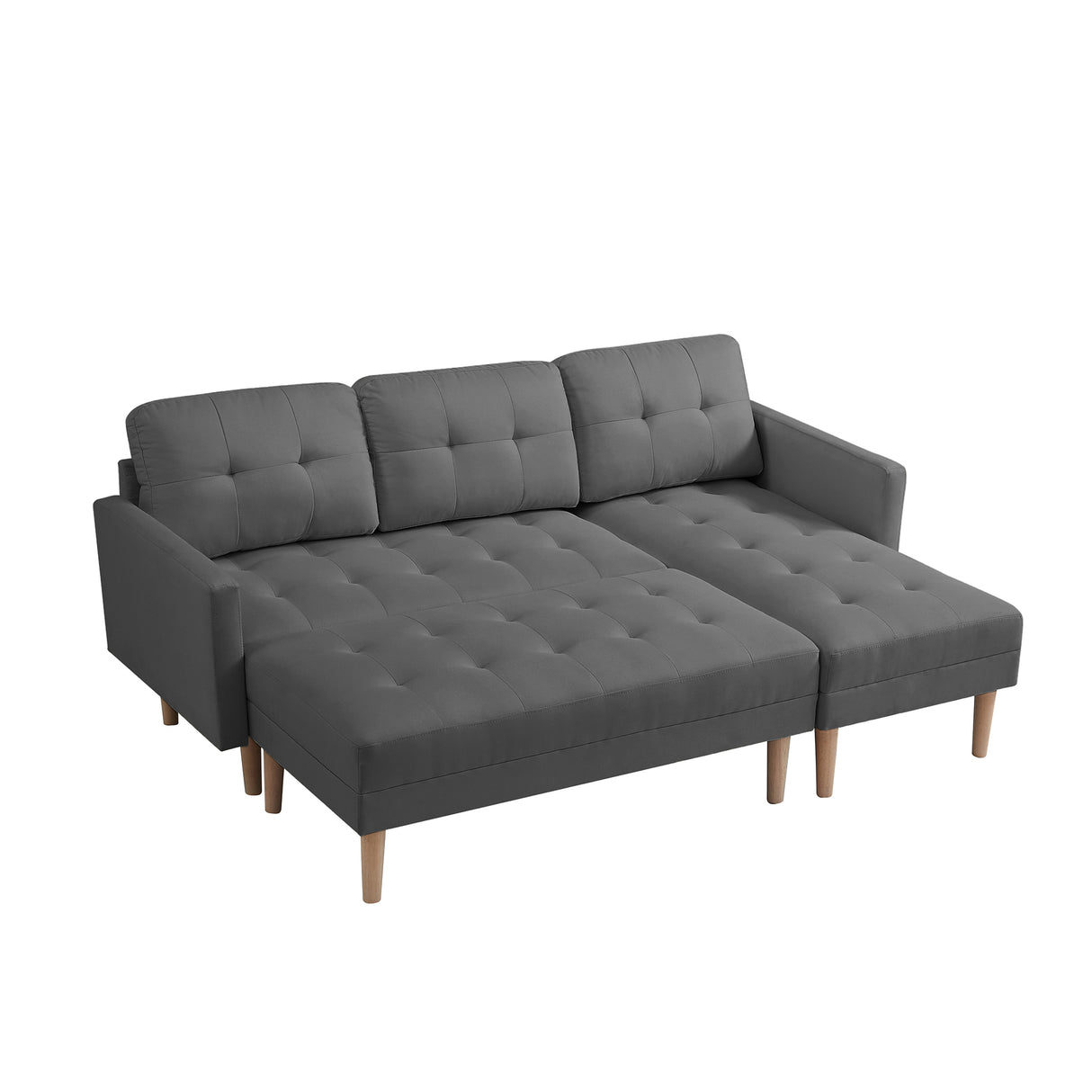 Sofa Chaise with Ottoman - Gray