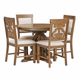 TREXM 5-Piece Retro Dining Set with a 16-inch Leaf and 4 Upholstered Chairs (Walnut)