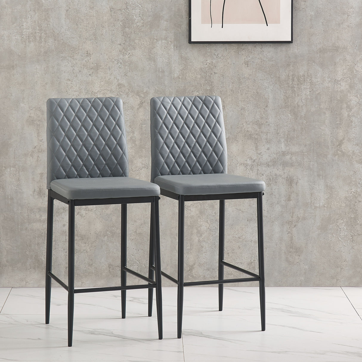 Modern Simple Bar Chair (Set of 2) - Light Gray