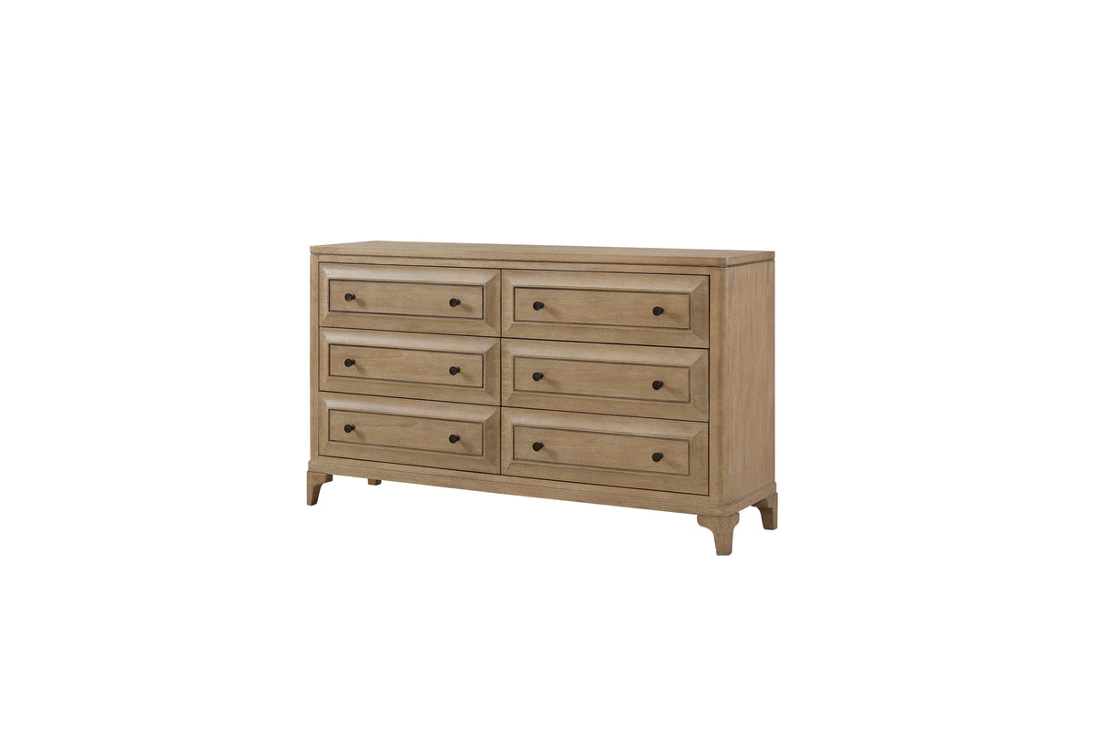 Modern 6 Drawer Dresser - Sand