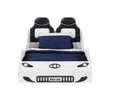 Colen - Twin Car Bed With LED - White