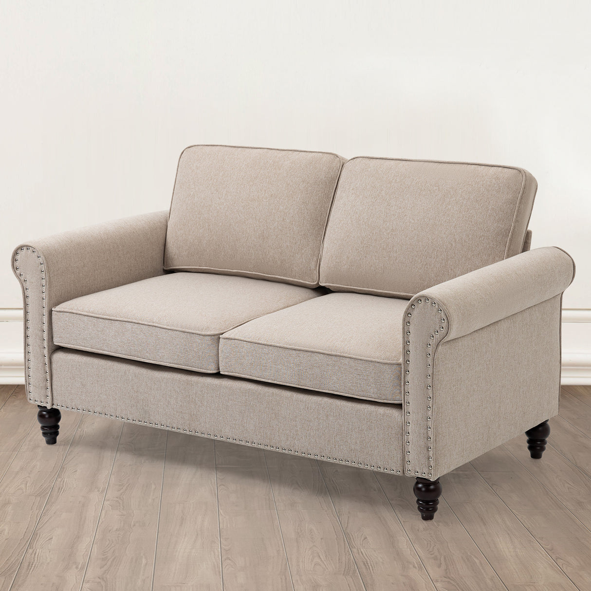 Transitional Upholstered Loveseat - Light Beige