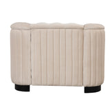 Modern 3-Piece Velvet Upholstered Living Room Set Including Sofa, Love Seat and Chair, Beige