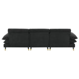 L shaped Sectional Sofa with Cloud Chenille Fabric and Ottoman - Black