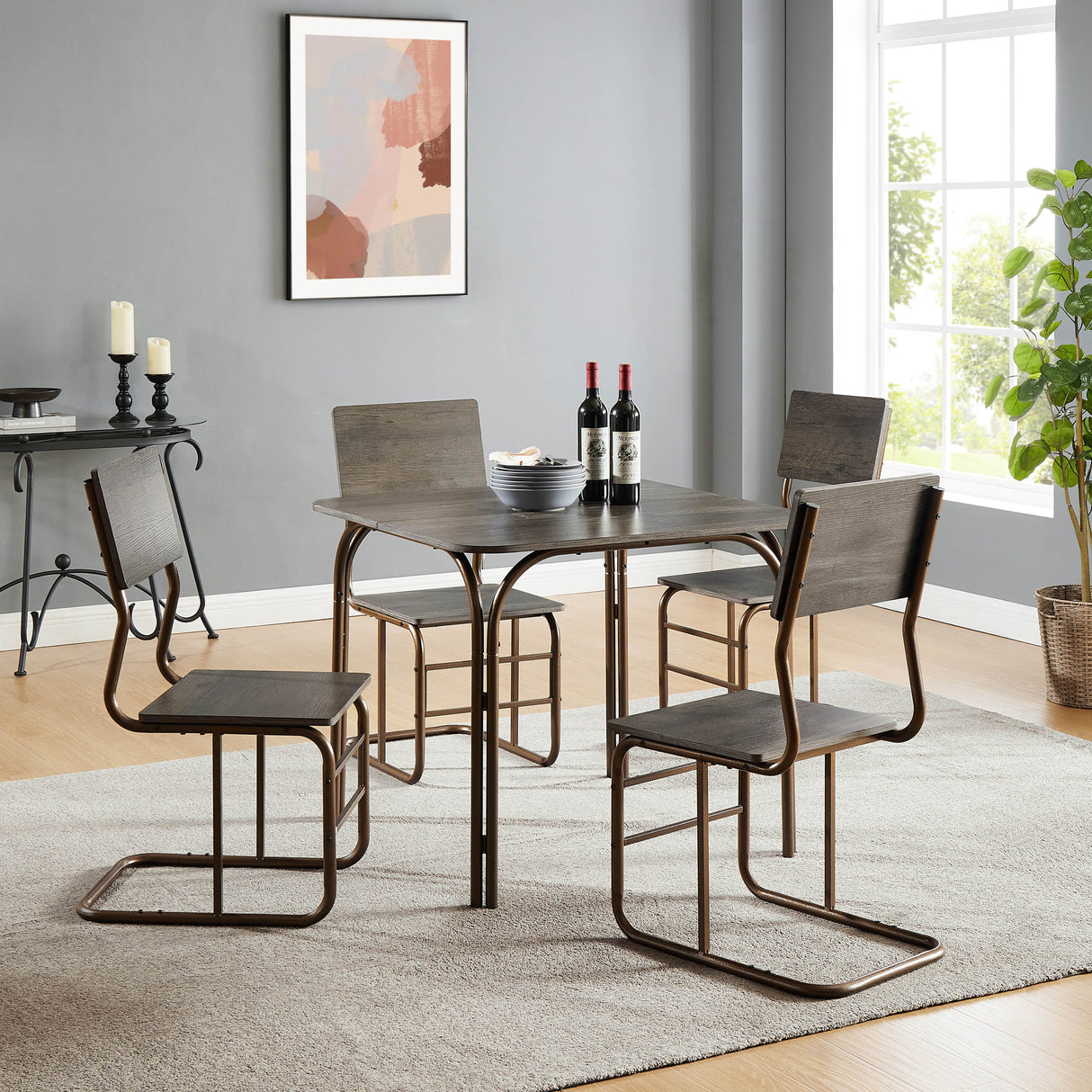 5 Piece DIning Set With Table and 4 Chairs - Gray